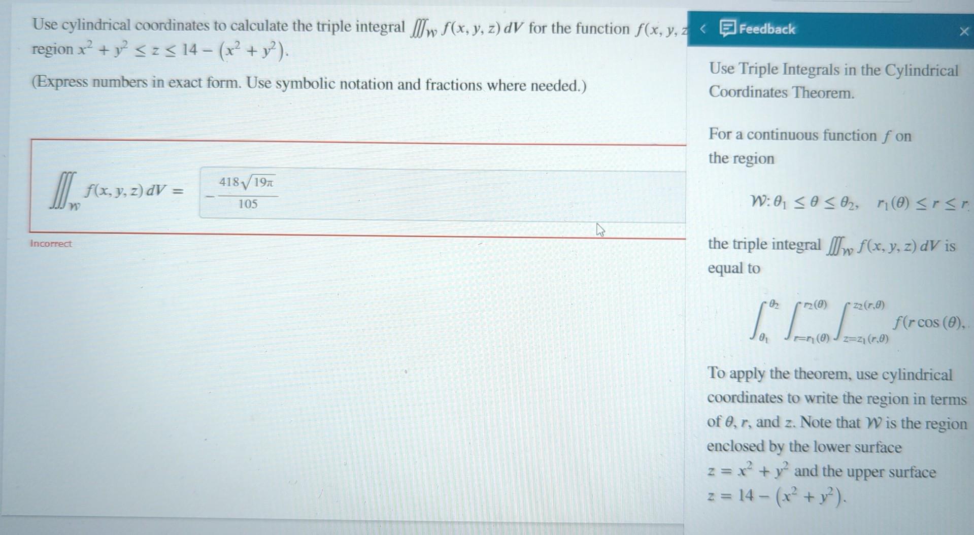 Solved Use cylindrical coordinates to calculate the triple | Chegg.com