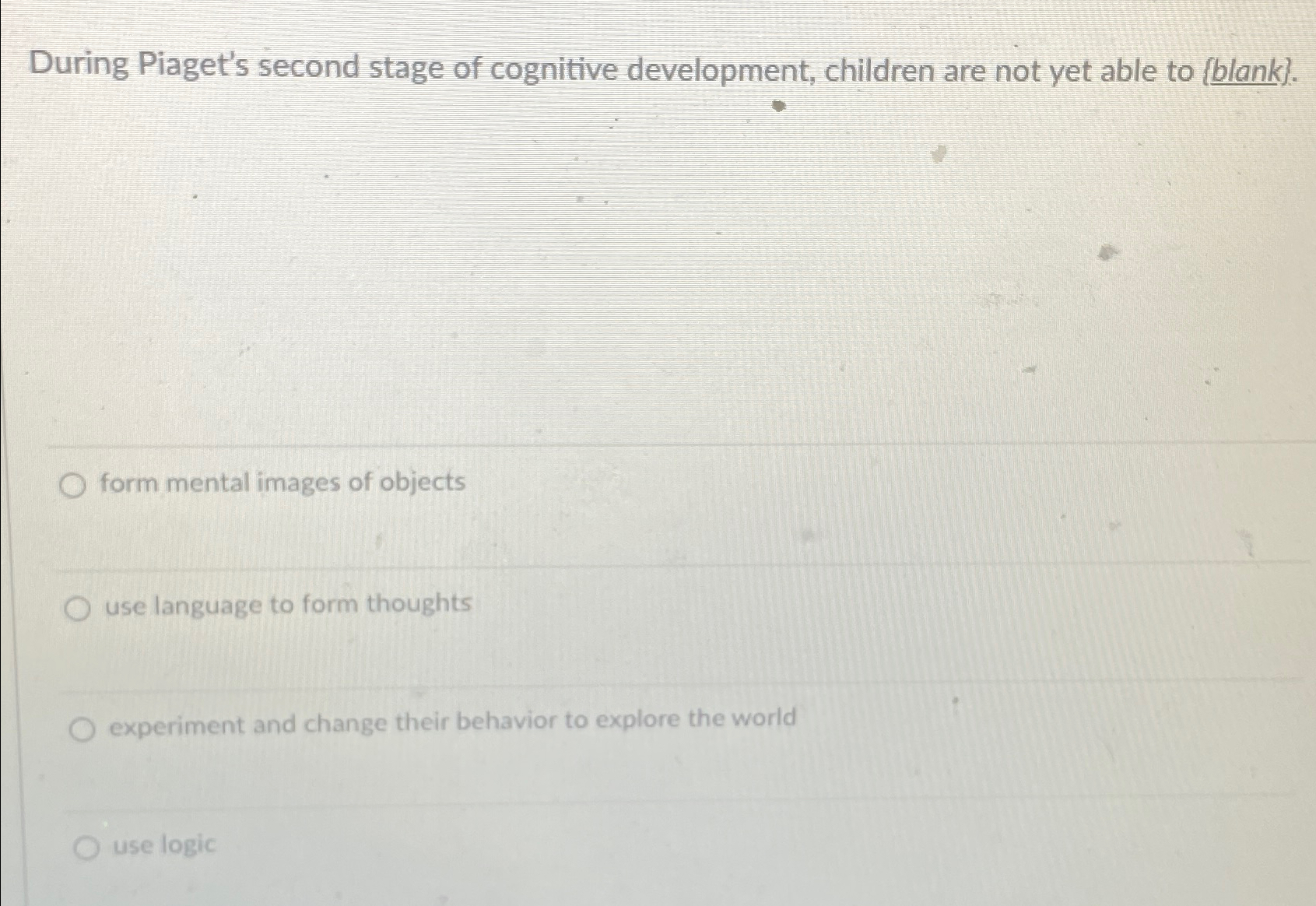 Piaget's second stage of cognitive clearance development