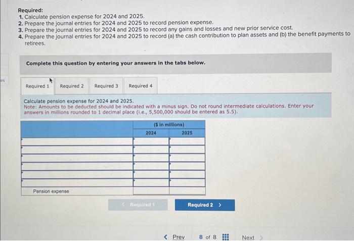 Solved Required 1 Calculate Pension Expense For 2024 And Chegg Com   Image