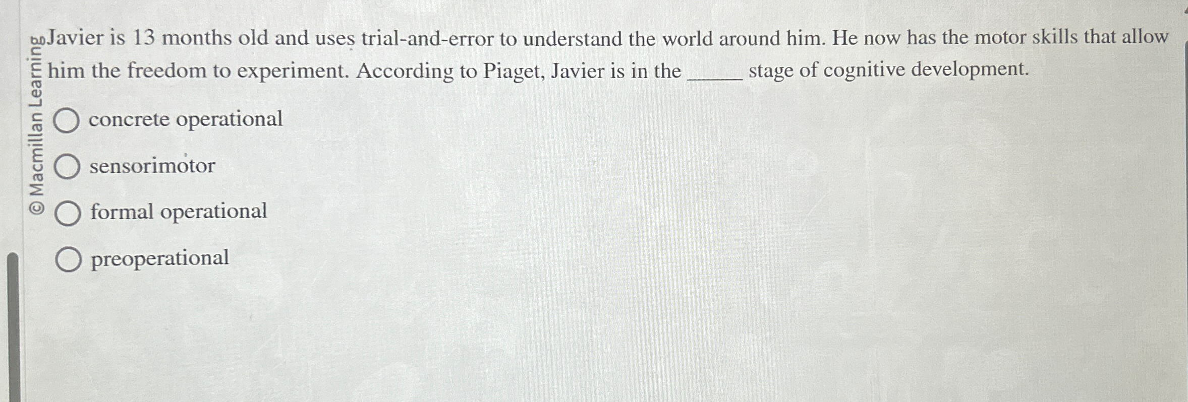 Solved ao Javier is 13 months old and uses trial and error