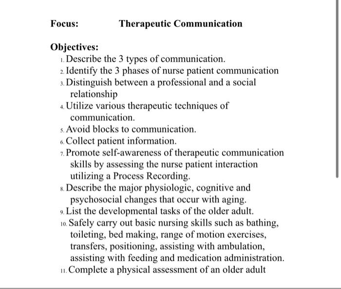 solved-focus-therapeutic-communication-objectives-1-chegg