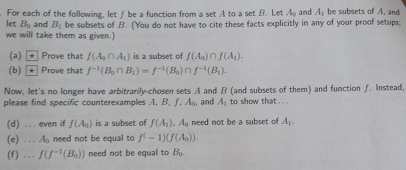 Solved A For Each Of The Following, Let F Be A Function From | Chegg.com