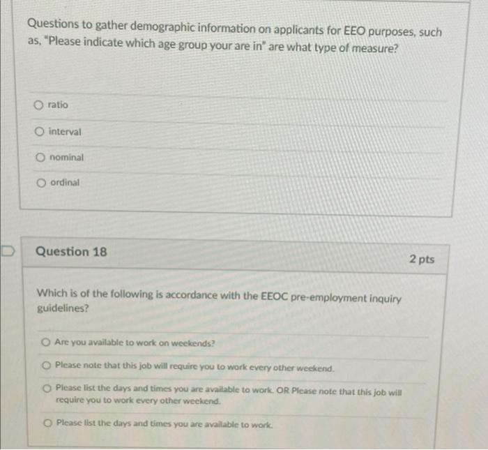 Solved Questions to gather demographic information on | Chegg.com
