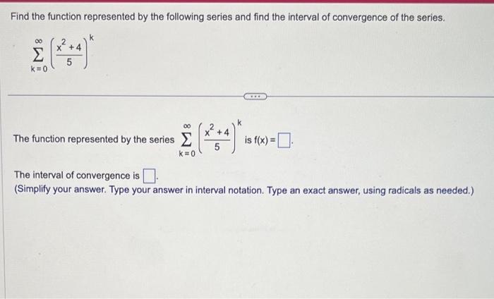 Solved Find The Function Represented By The Following Series | Chegg.com