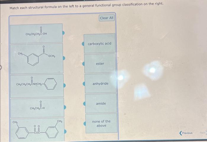 Solved Match each structural formula on the left to a | Chegg.com