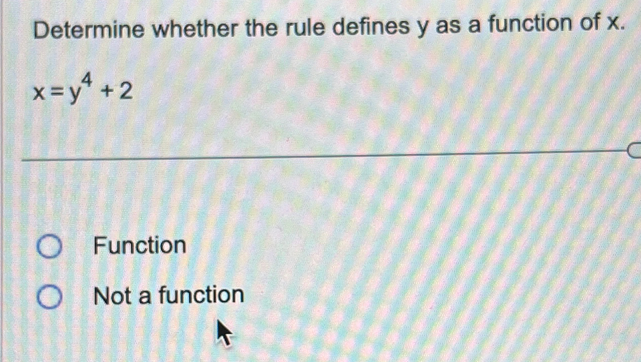 Solved Determine whether the rule defines y ﻿as a function | Chegg.com