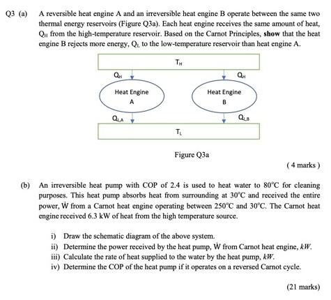 Solved Q3 (a) A Reversible Heat Engine A And An Irreversible | Chegg.com