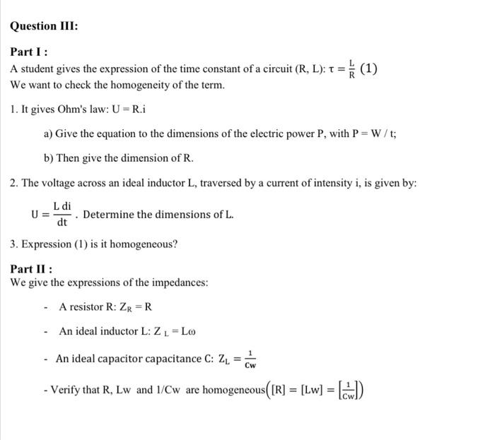 Solved Question Iii Part I A Student Gives The Expressi Chegg Com