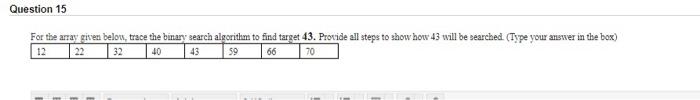 Solved Question 15 For the array given below, trace the | Chegg.com