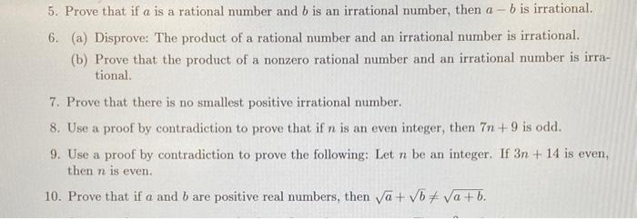 Solved 5. Prove That If A Is A Rational Number And B Is An | Chegg.com