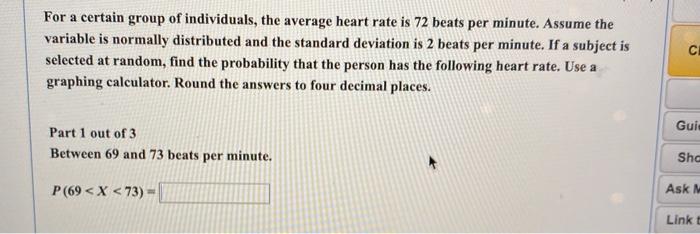 Solved For a certain group of individuals, the average heart | Chegg.com