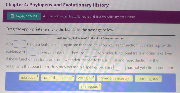 Solved Chapter 4: Phylogeny and Evolutionary History e | Chegg.com