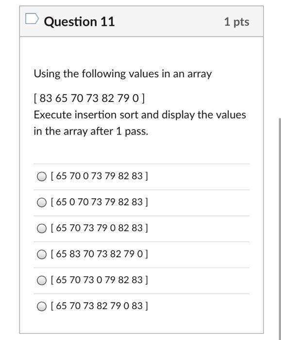 Solved Question 11 1 pts Using the following values in an | Chegg.com