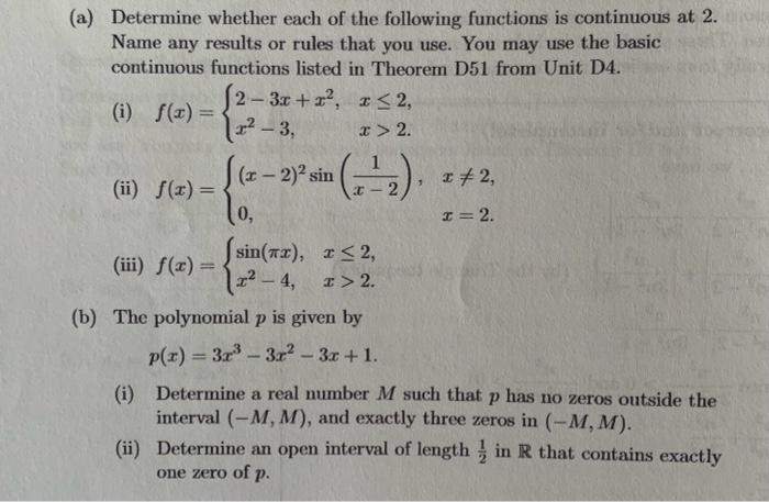 Solved (a) Determine whether each of the following functions | Chegg.com