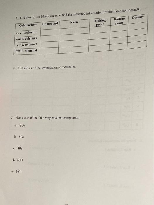 Solved Date Name Section Experiment 4 Chemical Compounds and | Chegg.com