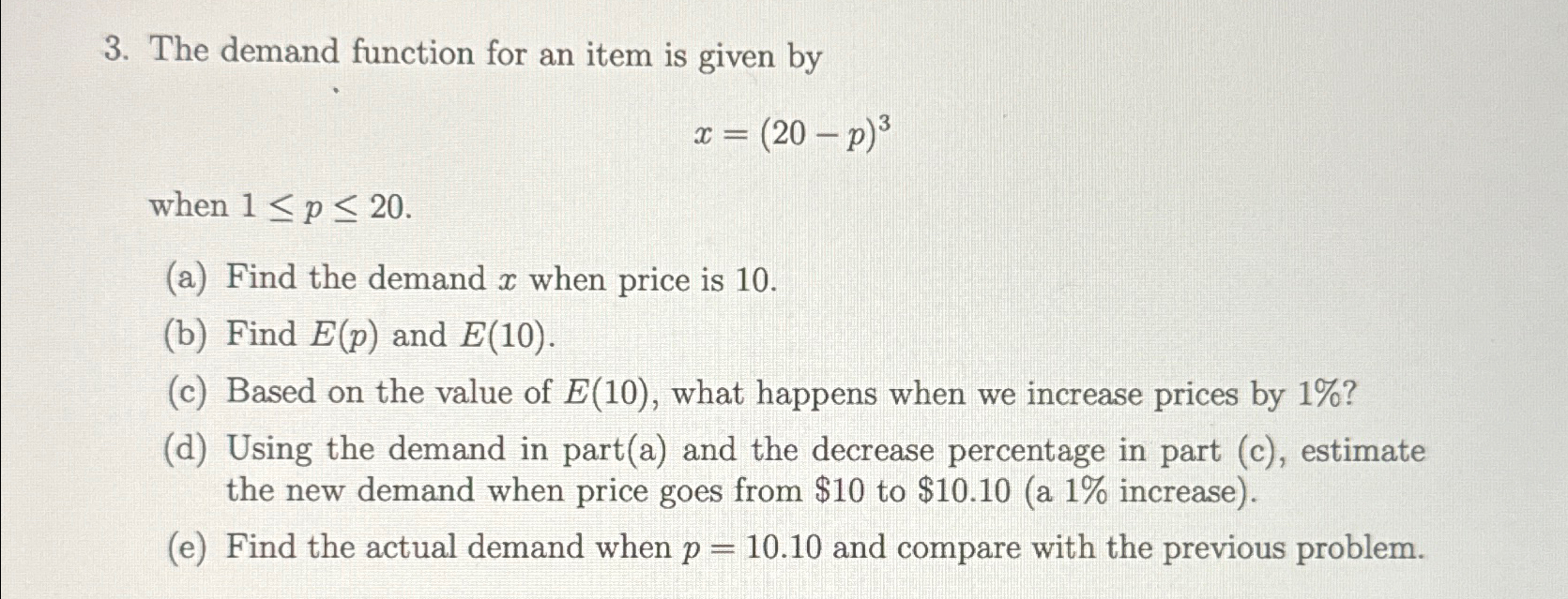 Solved The demand function for an item is given | Chegg.com