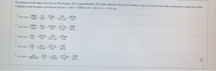 Solved The distance from New York City to Washington, DC is | Chegg.com