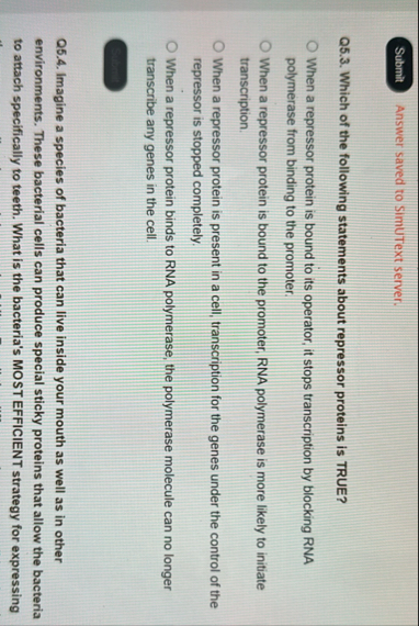 Solved ?????? ﻿Answer saved to SimUText server.Q5.3. ﻿Which | Chegg.com