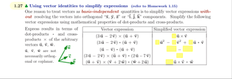 Solved 1.27 1.27 1.27 1.27 ﻿1.27 ﻿& Using vector identities | Chegg.com