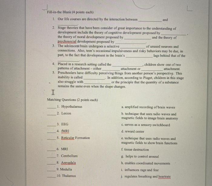 Solved Fill in the Blank 4 points each 1. Our life courses