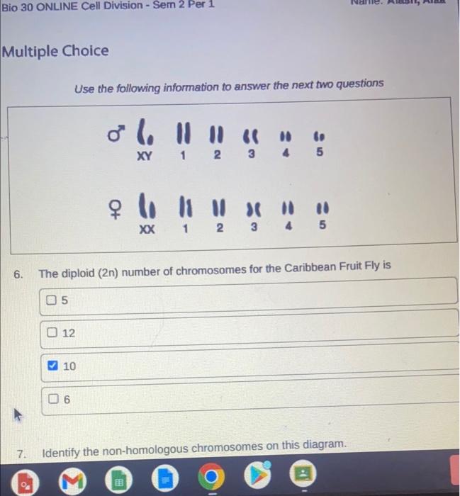 Solved Bio 30 ONLINE Cell Division - Sem 2 Per 1 Multiple | Chegg.com