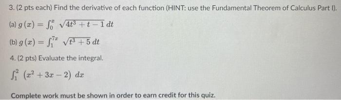 Solved 3. ( 2 pts each) Find the derivative of each function | Chegg.com