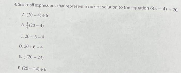 4. Select all expressions that represent a correct | Chegg.com