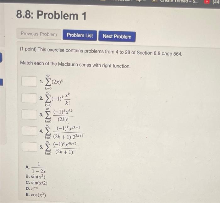Solved (44) 8.8: Problem 1 Previous Problem Problem List | Chegg.com
