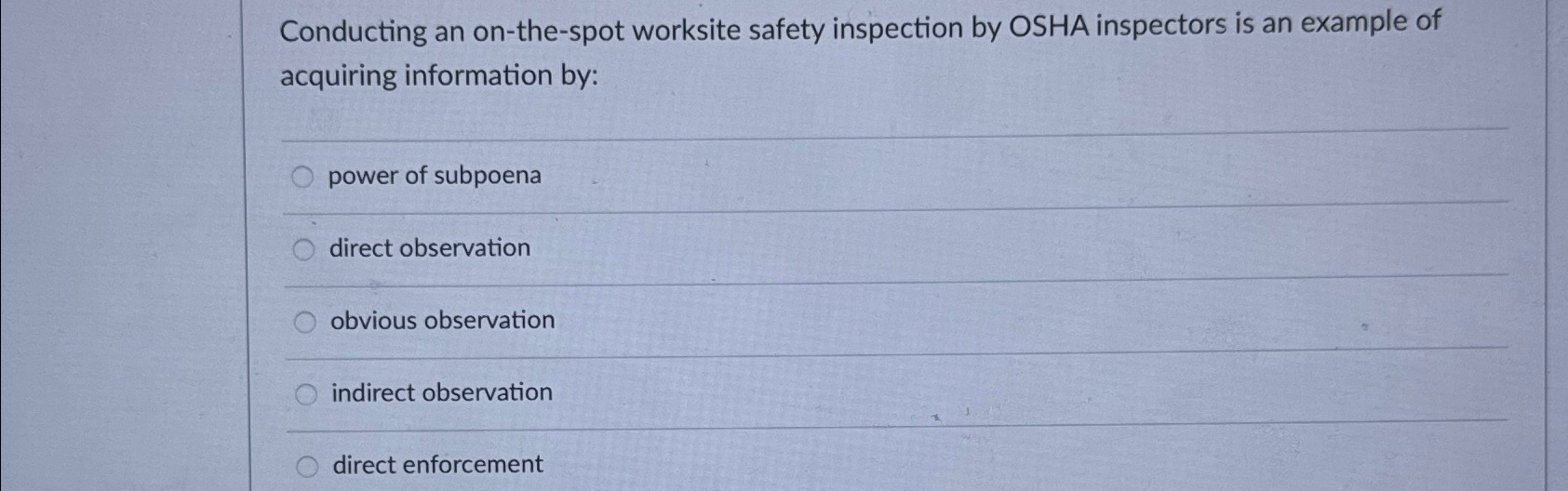 Solved Conducting An On-the-spot Worksite Safety Inspection | Chegg.com