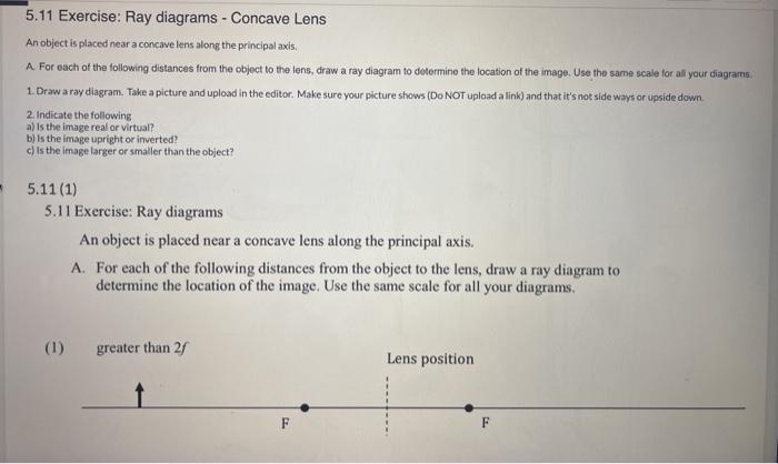 Solved 5.11 Exercise: Ray diagrams - Concave Lens An object | Chegg.com