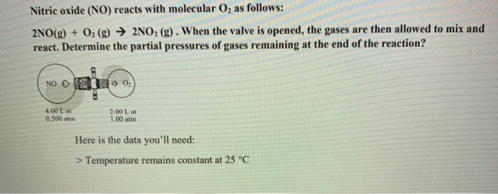 Solved Nitric oxide (NO) reacts with molecular O2 as | Chegg.com