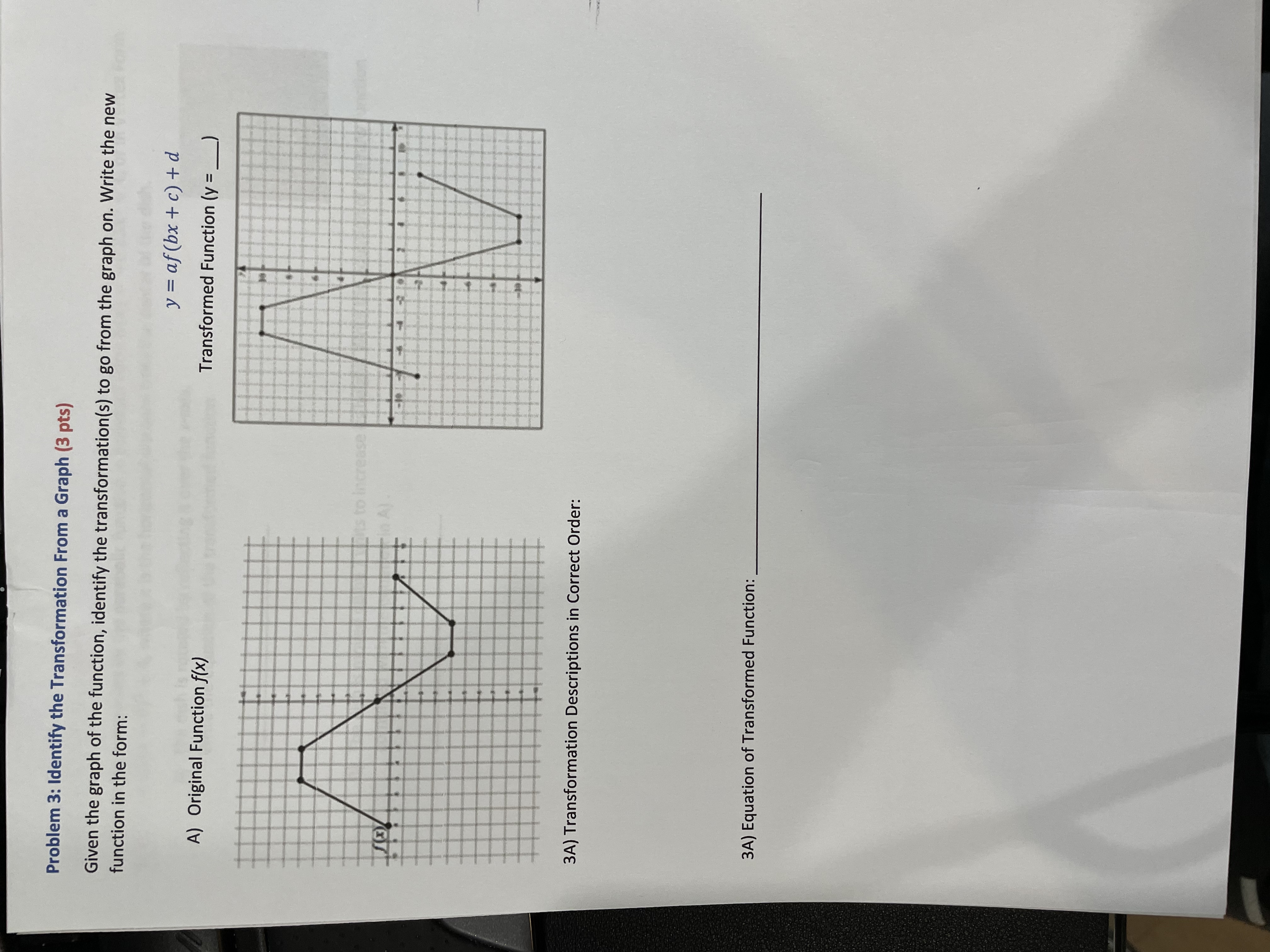 Solved Problem 3: Identify the Transformation From a Graph | Chegg.com