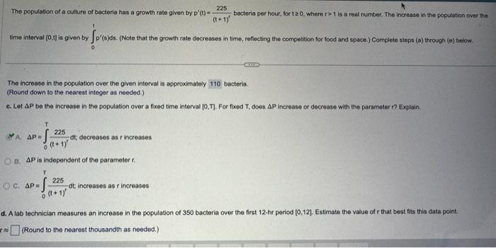 Solved The population of a culture of bacteria has a growth | Chegg.com