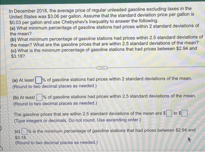 Solved In December 2018 , the average price of regular