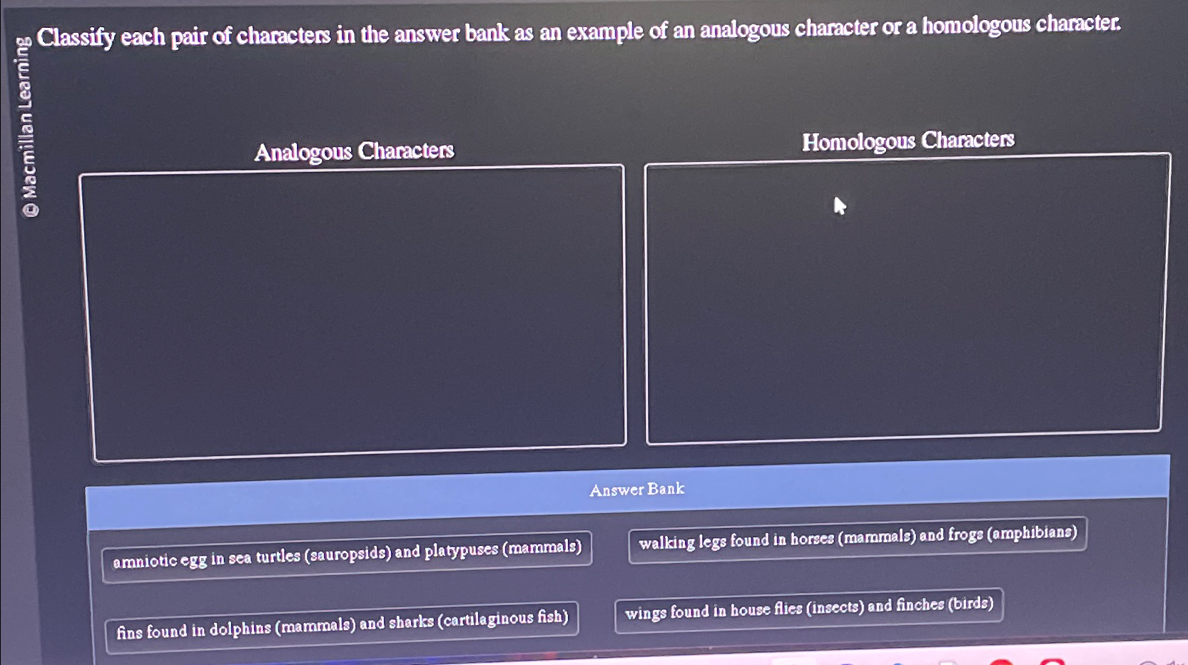 Solved Classify Each Pair Of Characters In The Answer Bank | Chegg.com