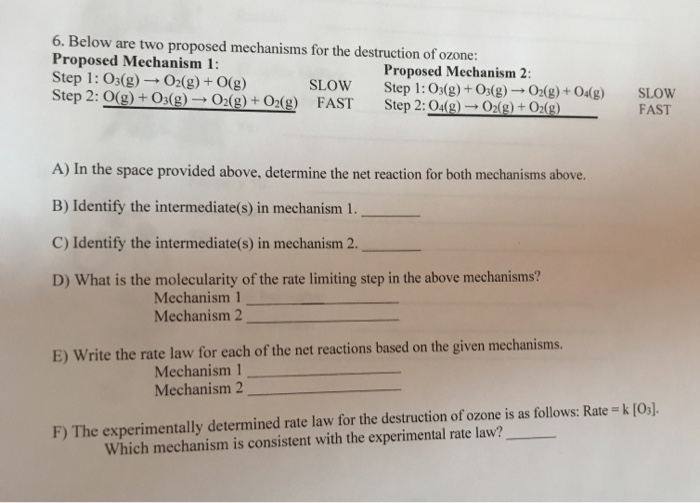 Solved 6. Below are two proposed mechanisms for the | Chegg.com