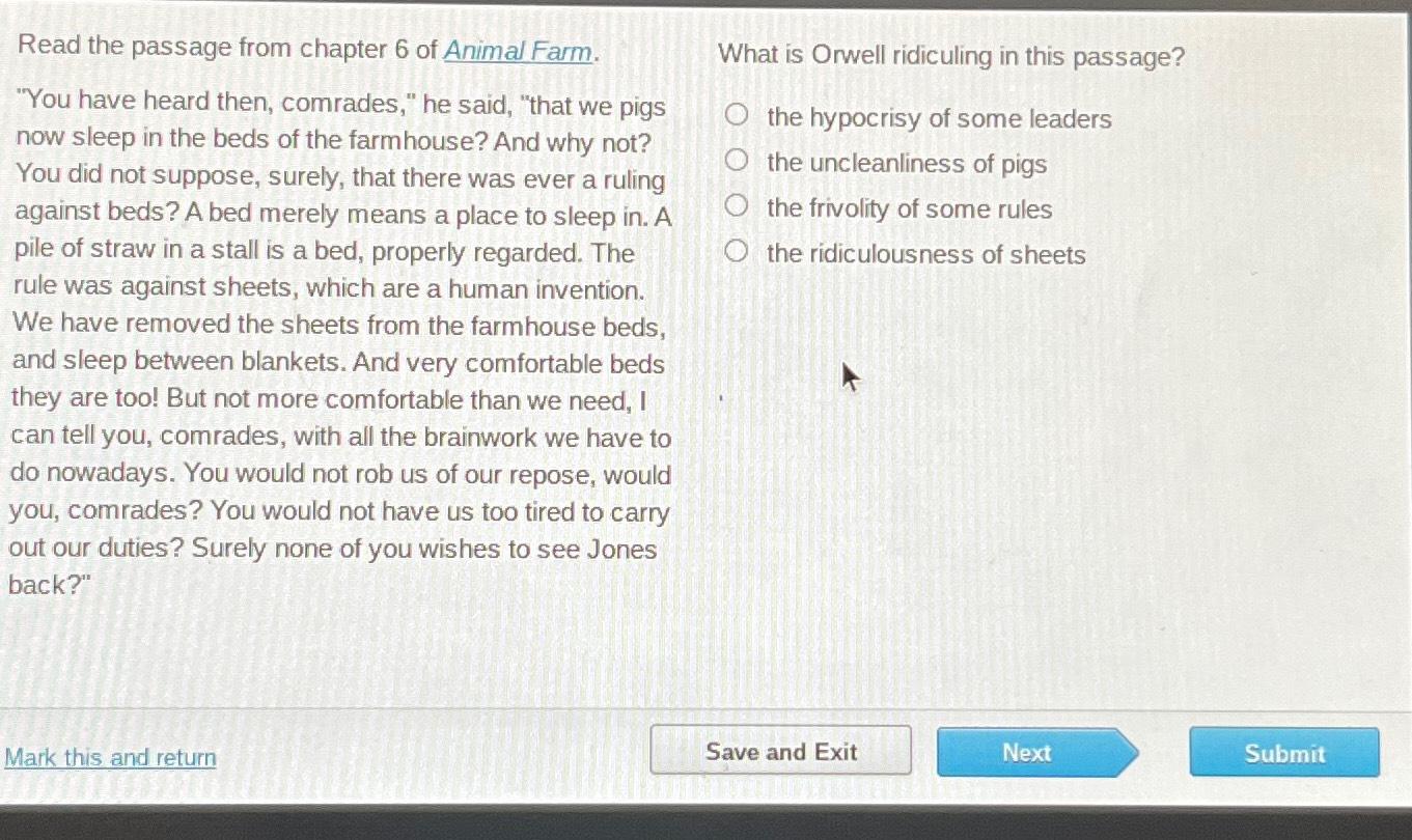 Solved Read the passage from chapter 6 ﻿of Animal Farm."You | Chegg.com