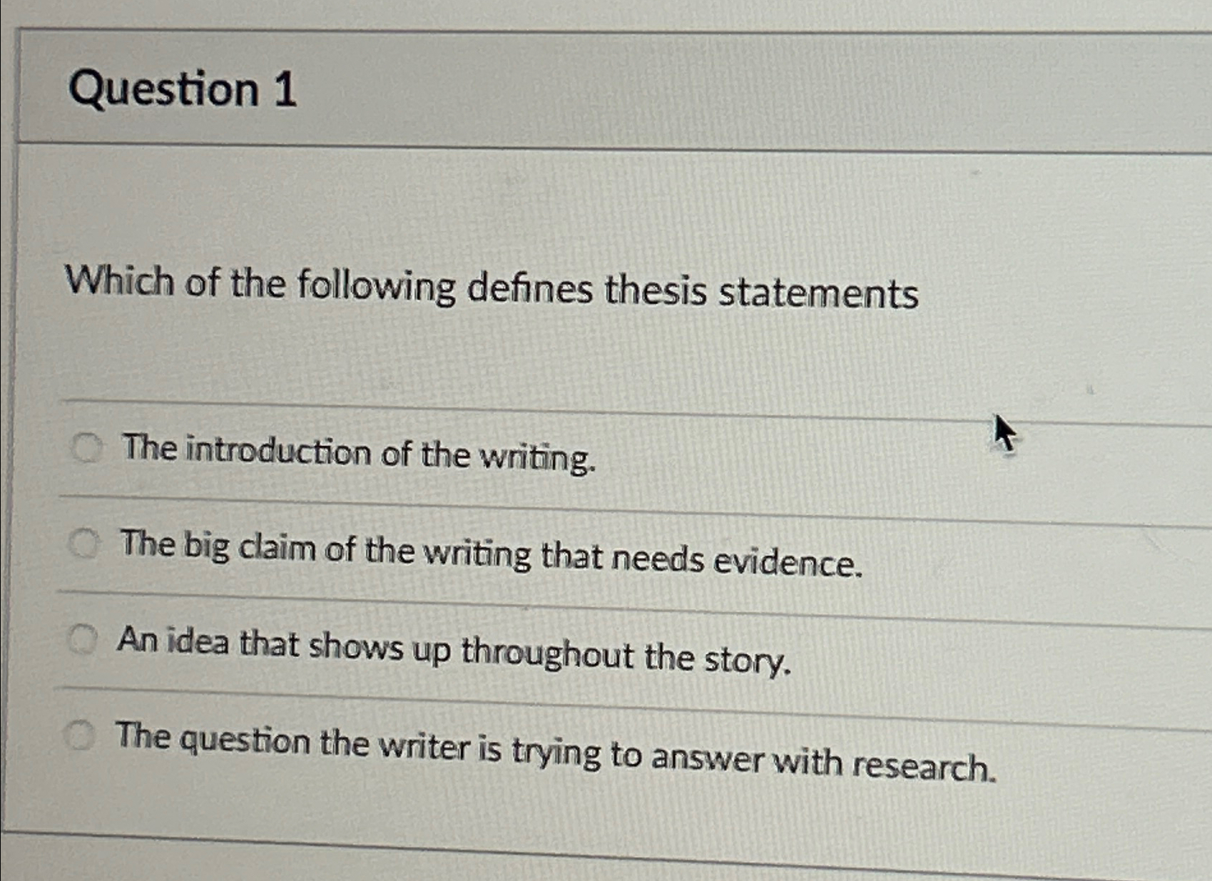 which of the following best defines thesis