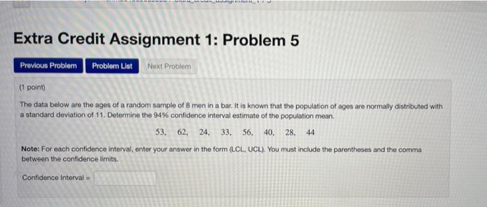 Solved Extra Credit Assignment 1: Problem 5 Previous Problem | Chegg.com