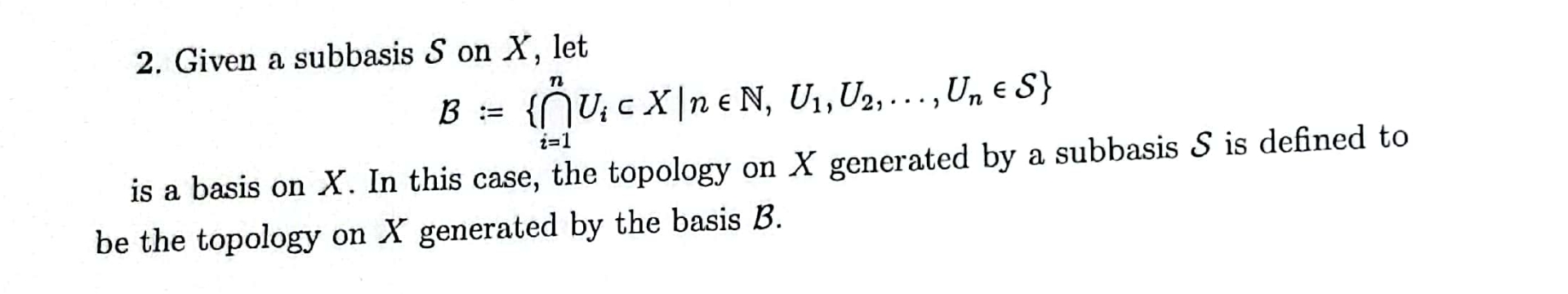 Solved Given a subbasis S ﻿on x, | Chegg.com