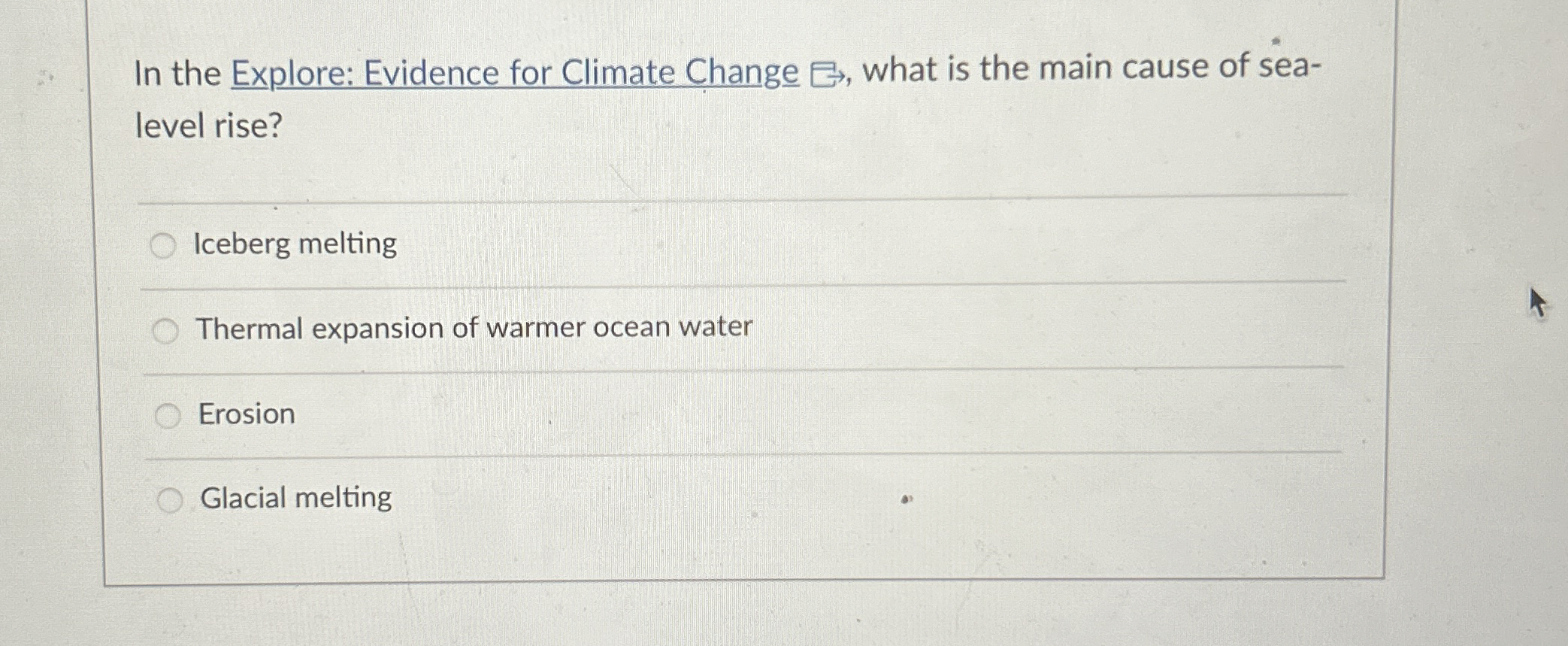 Solved In the Explore: Evidence for Climate Change ⊟, ﻿what | Chegg.com
