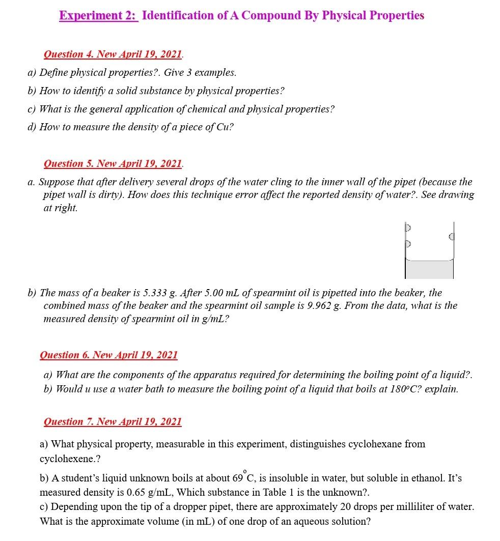 Solved Experiment 2: Identification of A Compound By | Chegg.com
