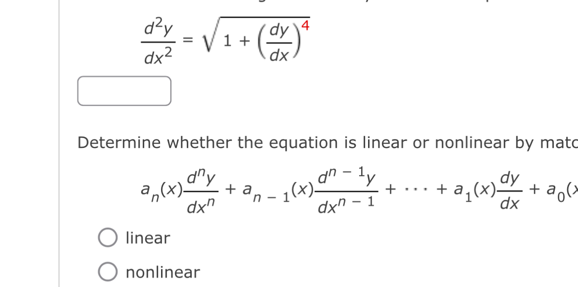 Solved D2ydx2=1+(dydx)42Determine Whether The Equation Is | Chegg.com