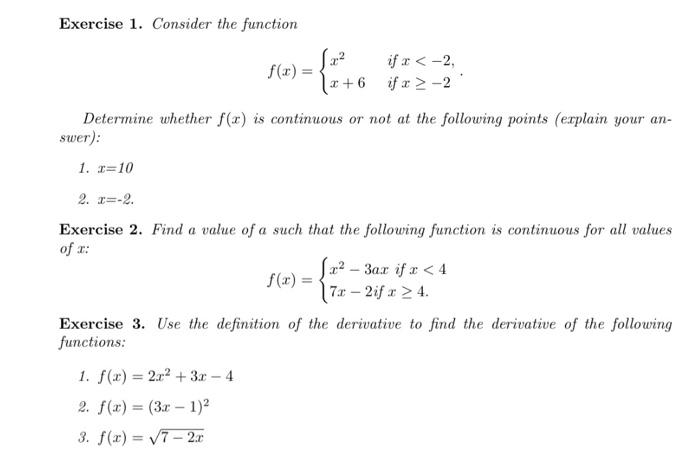 Solved Exercise 1. Consider the function .2.2 f(3) = if | Chegg.com