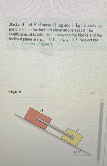 Solved Blocks A And B Of Mass 13 Kg And 7 Kg Respectively, | Chegg.com