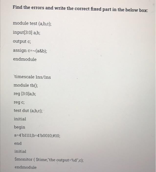 Solved Find the errors and write the correct fixed part in | Chegg.com