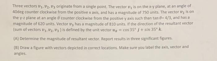 Solved Three vectors v1,v2,v3 originate from a single point. | Chegg.com