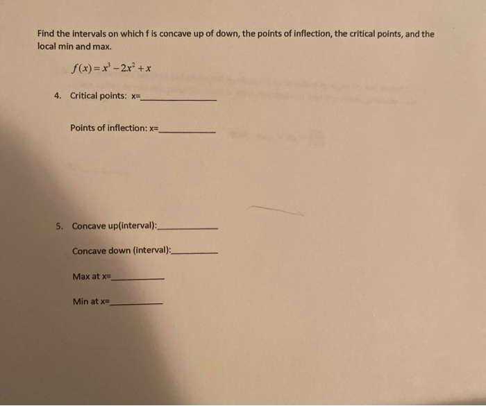 Solved Find the intervals on which f is concave up of down, | Chegg.com