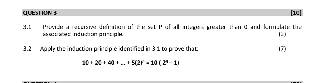 Solved QUESTION 3[10]3.1 ﻿Provide a recursive definition of | Chegg.com