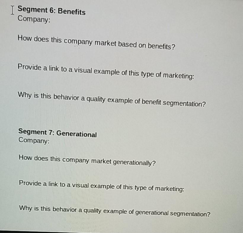 chapter 4 assignment 1 types of market segmentation